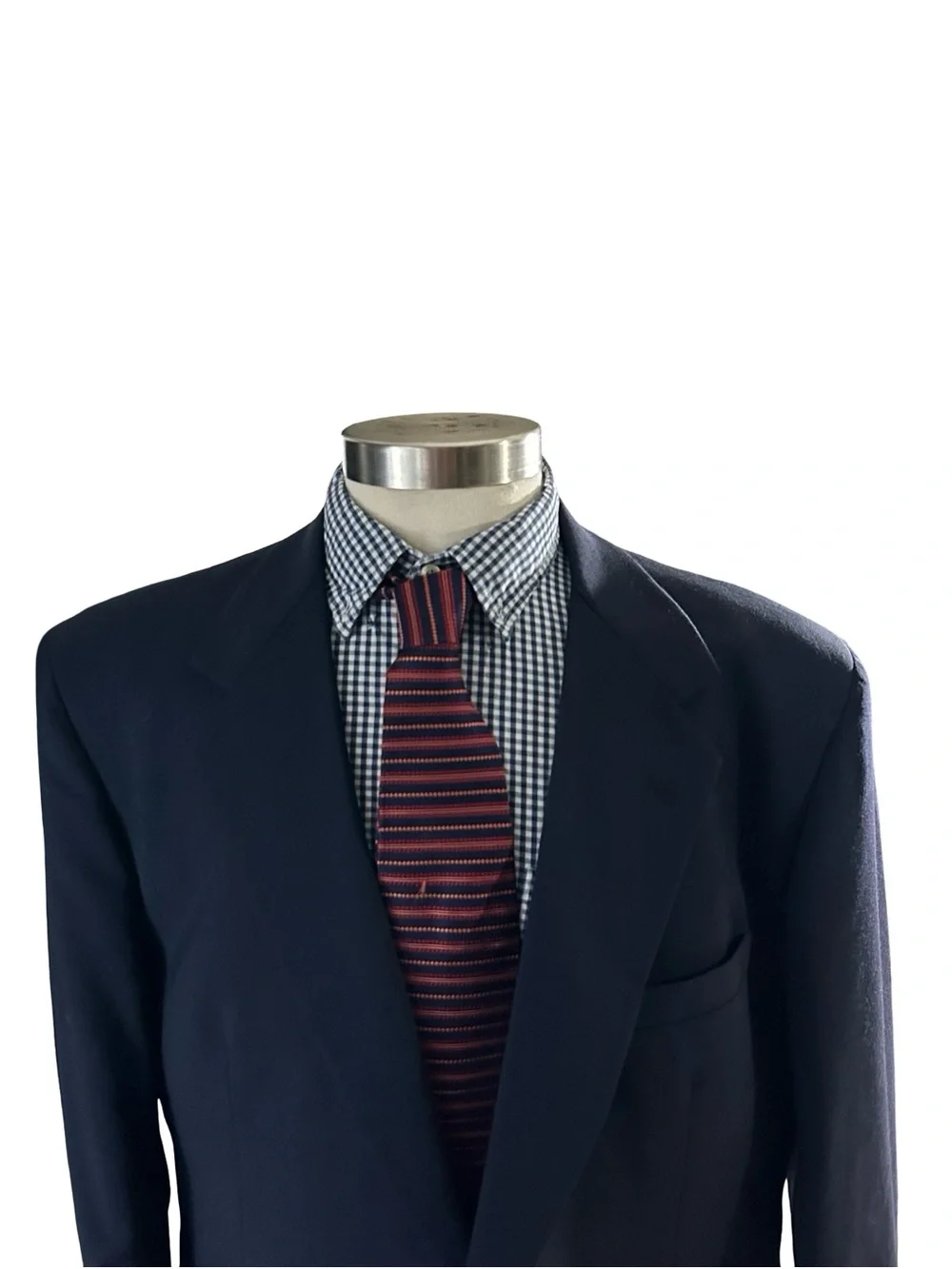 Vtg Stafford Navy Blue Wool Suit Jacket Sports Coat Tailored In USA Sz 46R NWOT